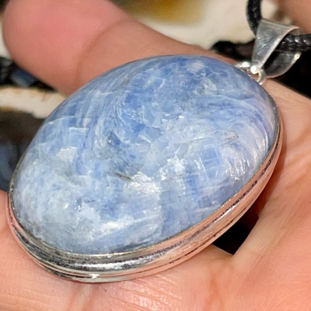 Blue Silver Kyanite Pendant 2”